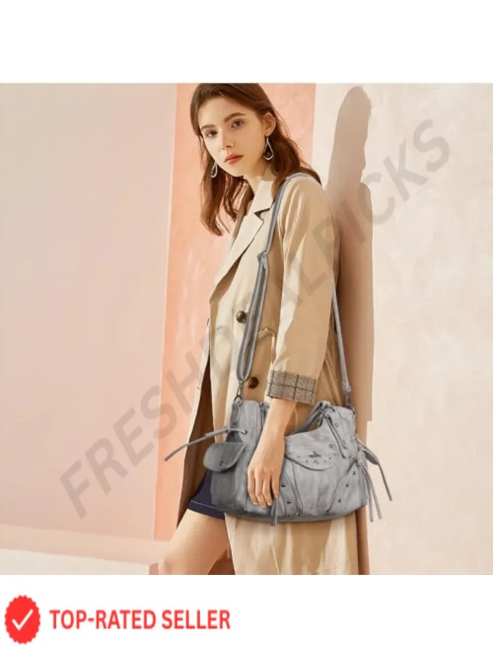 Retro Washed Vegan Leather Hobo Bag for Women, Roomy Soft Satchel with